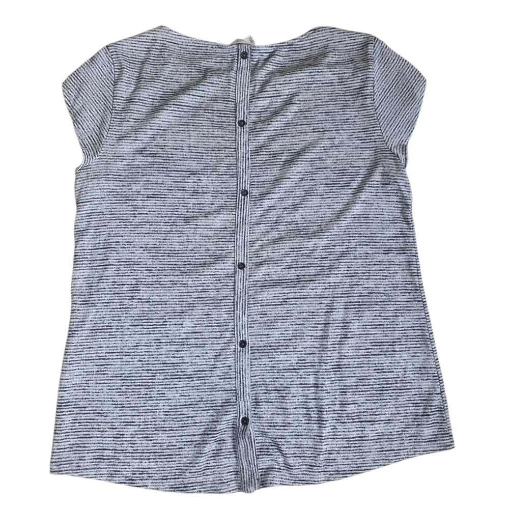 Market & Spruce Gray & White Striped Button Up Back T Shirt Size M